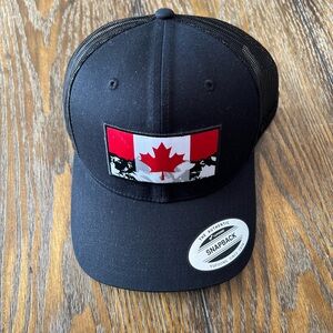 Black Snapback Hat with Canadian Flag Patch